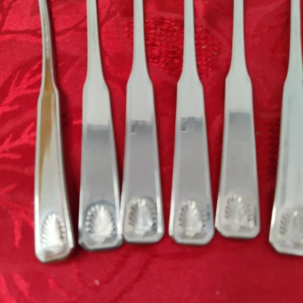 8X LH Tsp Colonial Shell Stainless Long Handled Tea Malt Spoons Korea